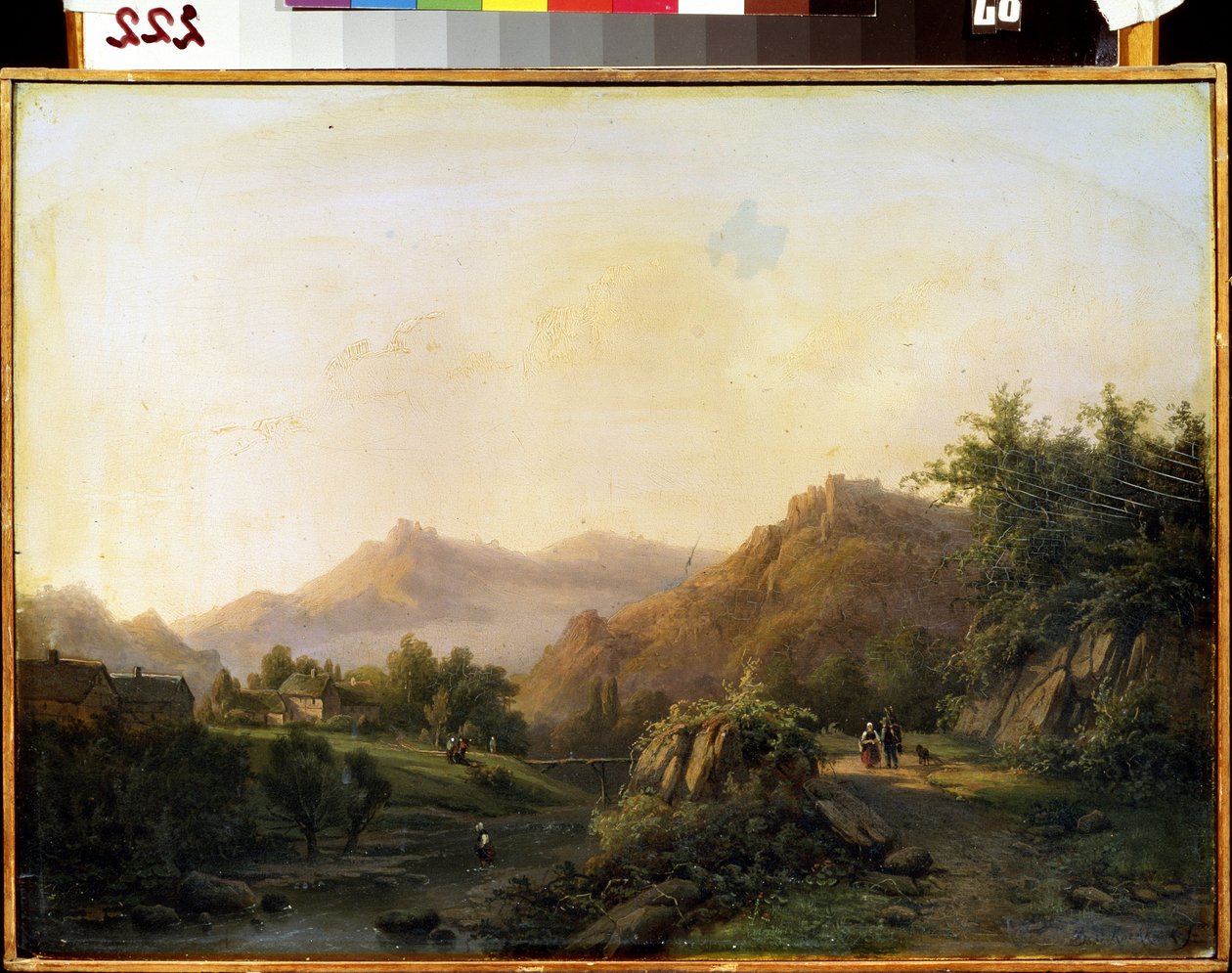 Maisema tavalla. Barend Cornelis Koekkoekin (1803-1862) maalaus. Öljy kankaalle. hollantilaista taidetta. M. Kroshitsky Art Museum, Sevastopol (Sevastopol), Ukraina tekijältä Barend Cornelis Koekkoek