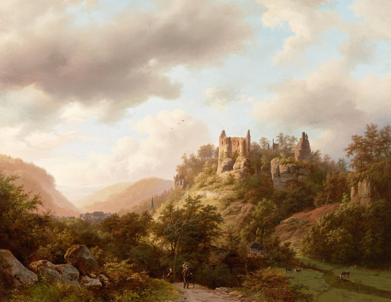 Näkymä Larochetten linnalle, 1848. tekijältä Barend Cornelis Koekkoek