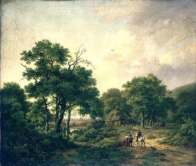 Metsäinen maisema hahmojen kanssa (öljy kankaalle) tekijältä Barend Cornelis Koekkoek