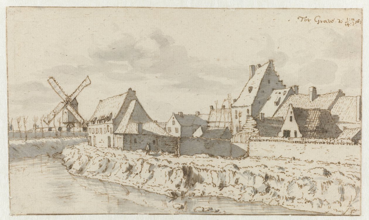 Näkymä Grave, Pohjois-Brabant tekijältä Barend Klotz (attributed to)