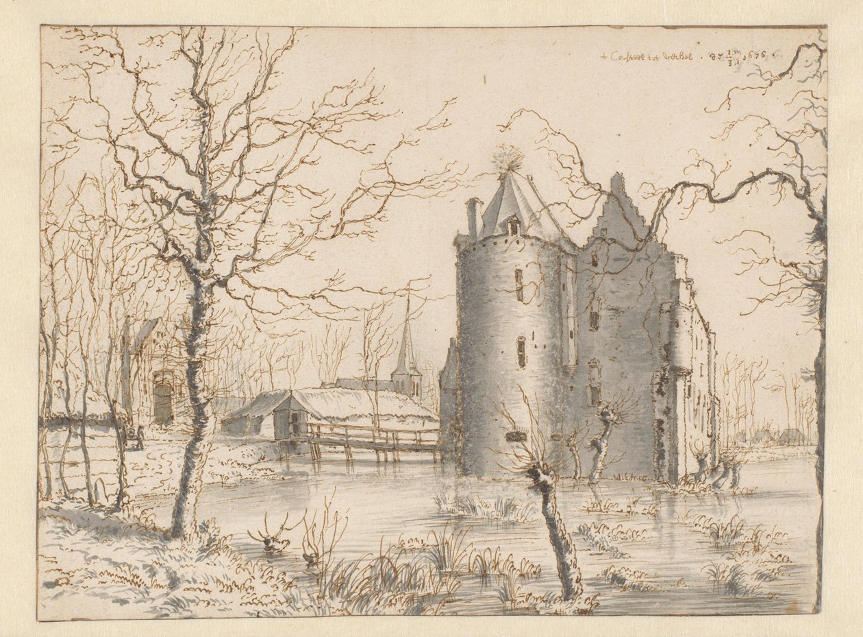 Näkymä Frisselsteinin linnalle, Veghel tekijältä Barend Klotz (attributed to)