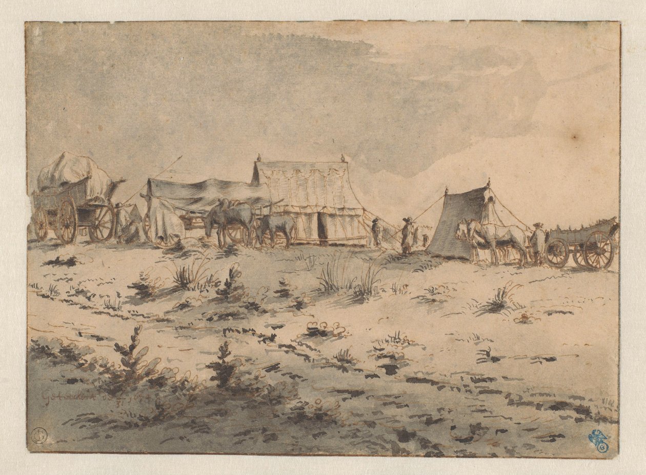 Näkymä armeijan tukikohdassa tekijältä Barend Klotz (attributed to)