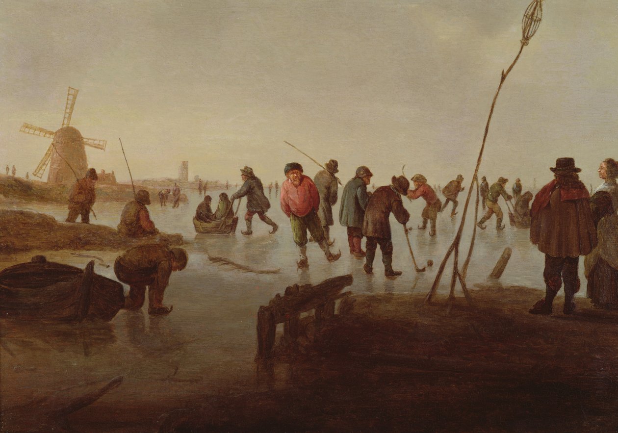 Taitoluistelu Frozen Waterwayllä, 1600-luku tekijältä Barent Avercamp