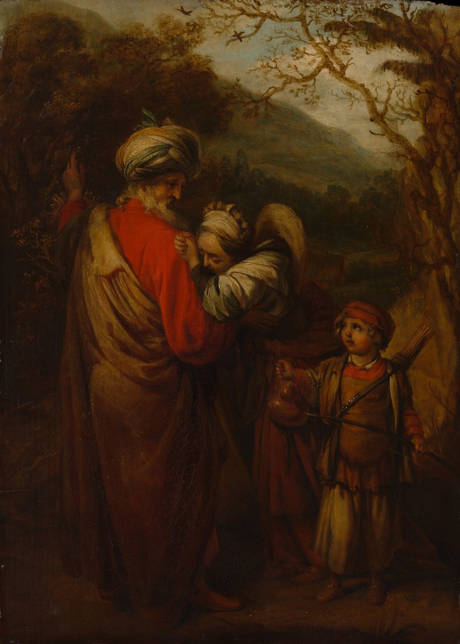 Abraham erottaa Hagarin ja Ismaelin, 1658. tekijältä Barent Fabritius