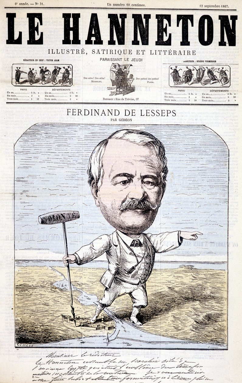 Ferdinand de Lesseps - kirjoittanut Gédéon, elokuvassa "" Le Hanneton" 9.12.1867 tekijältä Baril Gedeon