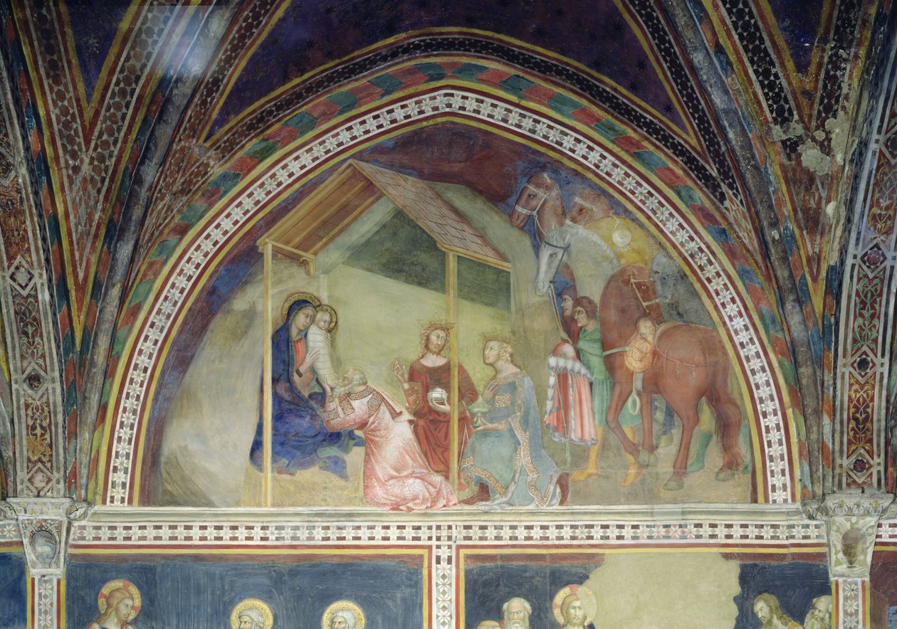 Maagisten palvominen, Uuden testamentin kohtausten sarjasta. tekijältä Barna da Siena