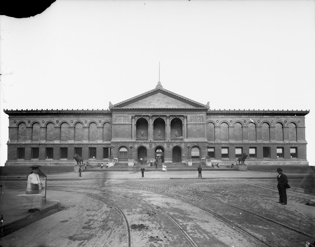 Chicagon taideinstituutti, Chicago, Illinois, USA, n. 1892 (b/w kuva) tekijältä Barnes and Crosby