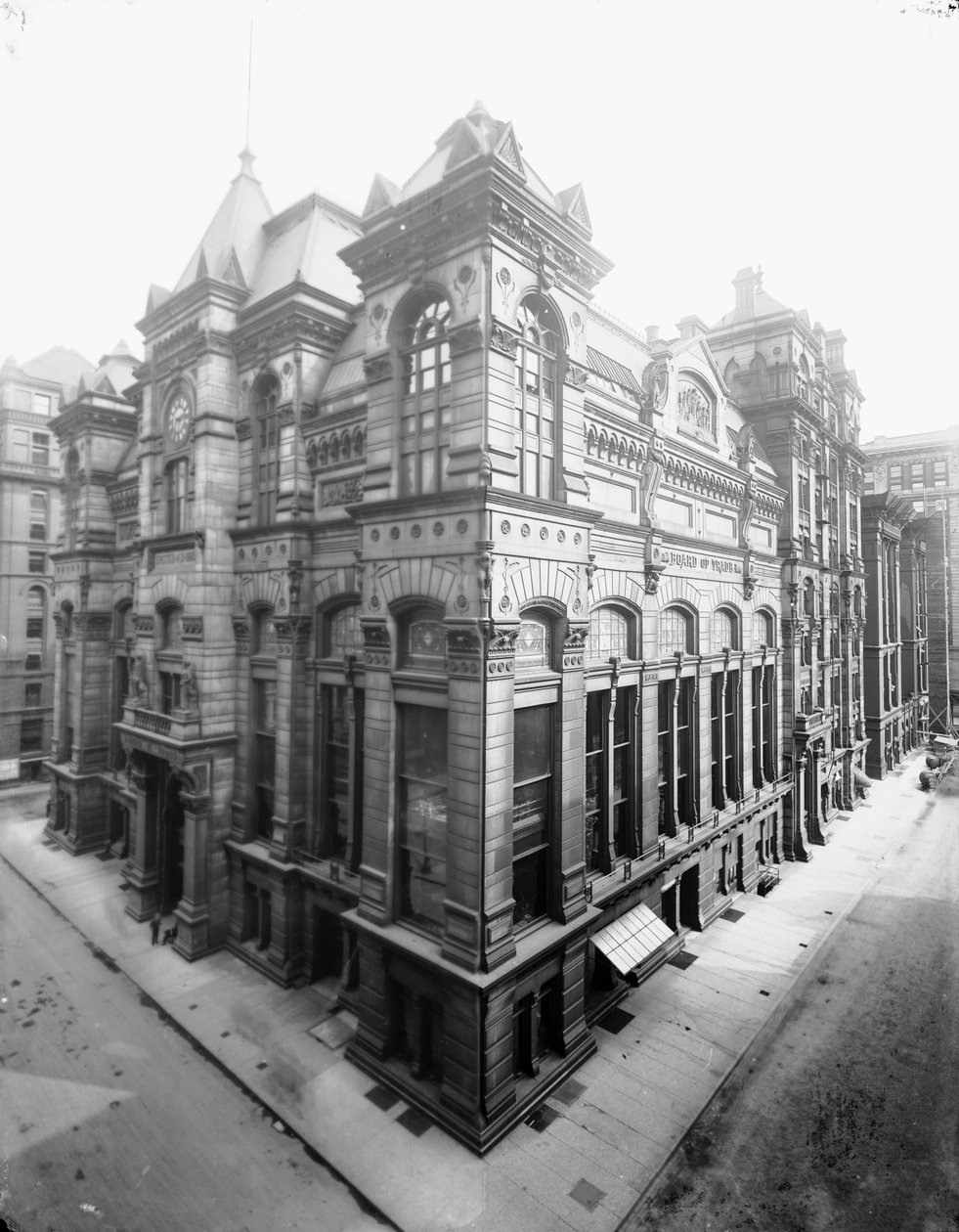 Chicago Board of Trade, Chicago, Illinois, USA, noin 1900 (s/w-kuva). tekijältä Barnes and Crosby