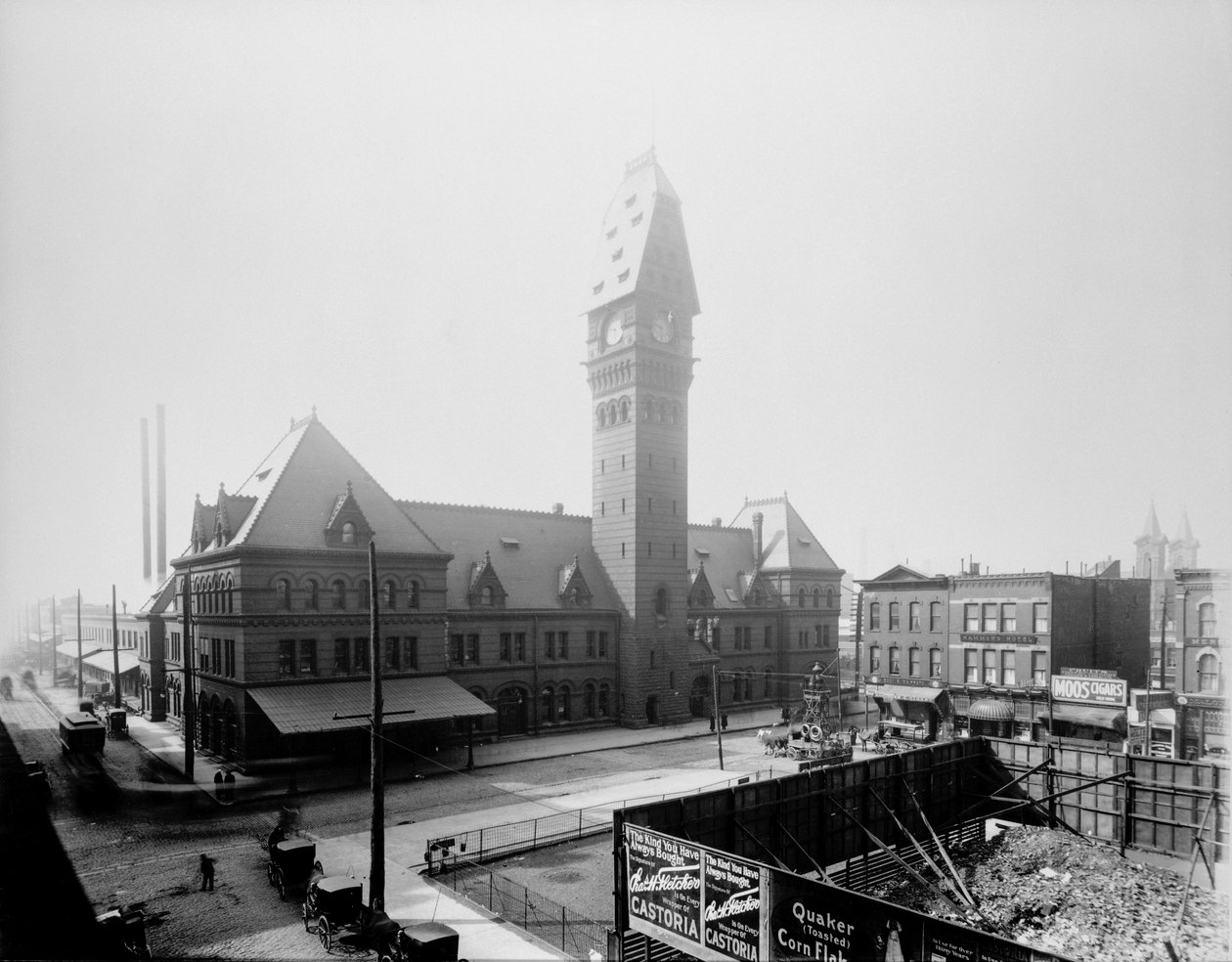 Dearborn Station, Chicago, Illinois, USA, n. 1883 (b/w kuva) tekijältä Barnes and Crosby