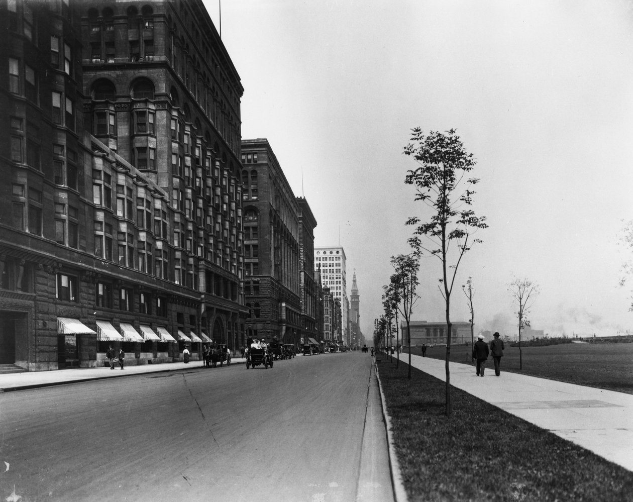 Michigan Avenue, Chicago, Illinois, USA, n. 1905 (b/w valokuva) tekijältä Barnes and Crosby