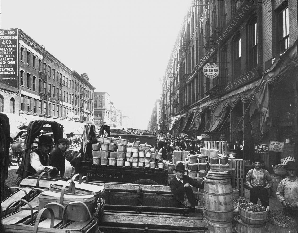 South Water Street Market, Chicago, Illinois, USA, n. 1905 (b/w kuva) tekijältä Barnes and Crosby