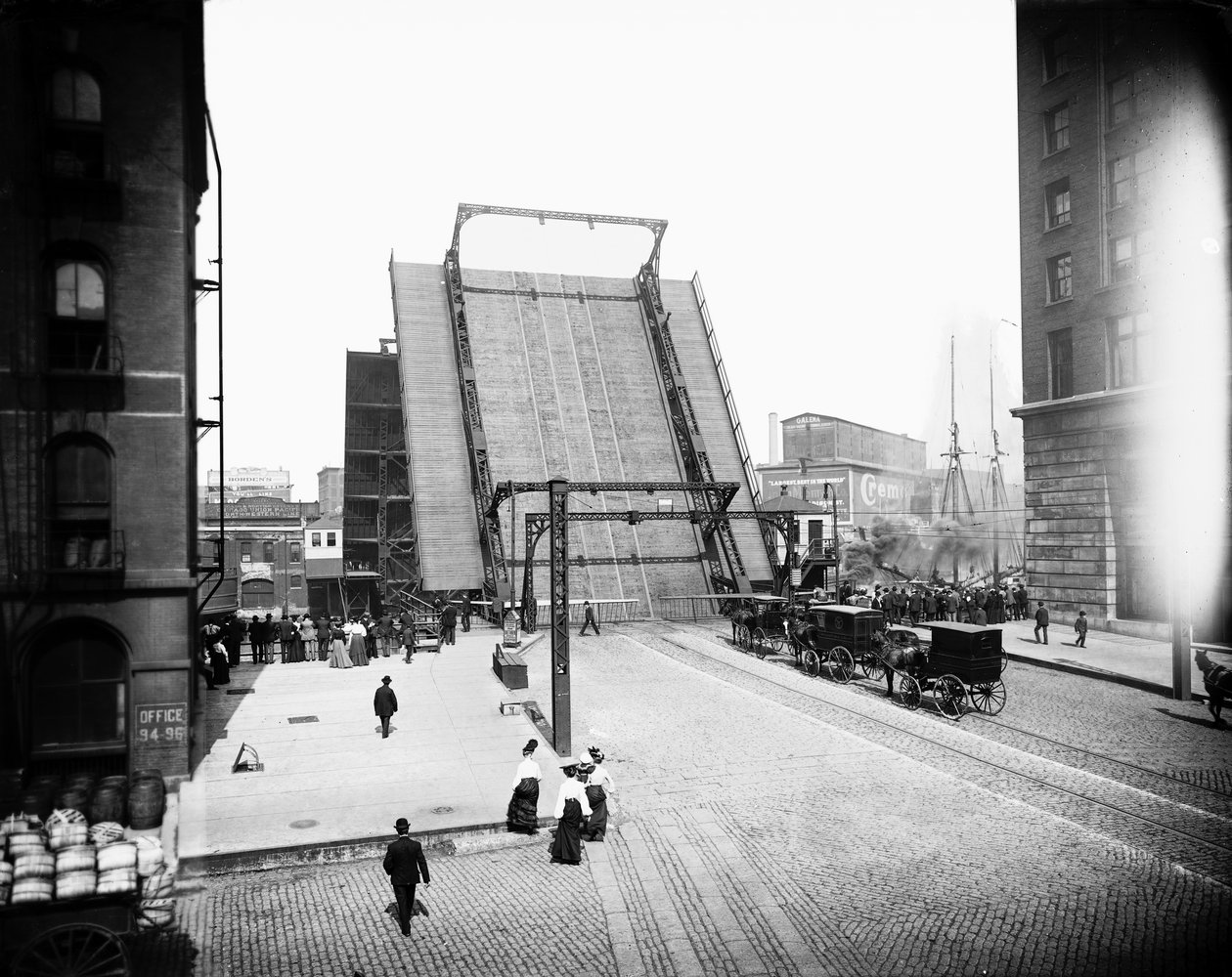 State Street Bridge, Chicago, Illinois, USA, n. 1905 (b/w kuva) tekijältä Barnes and Crosby