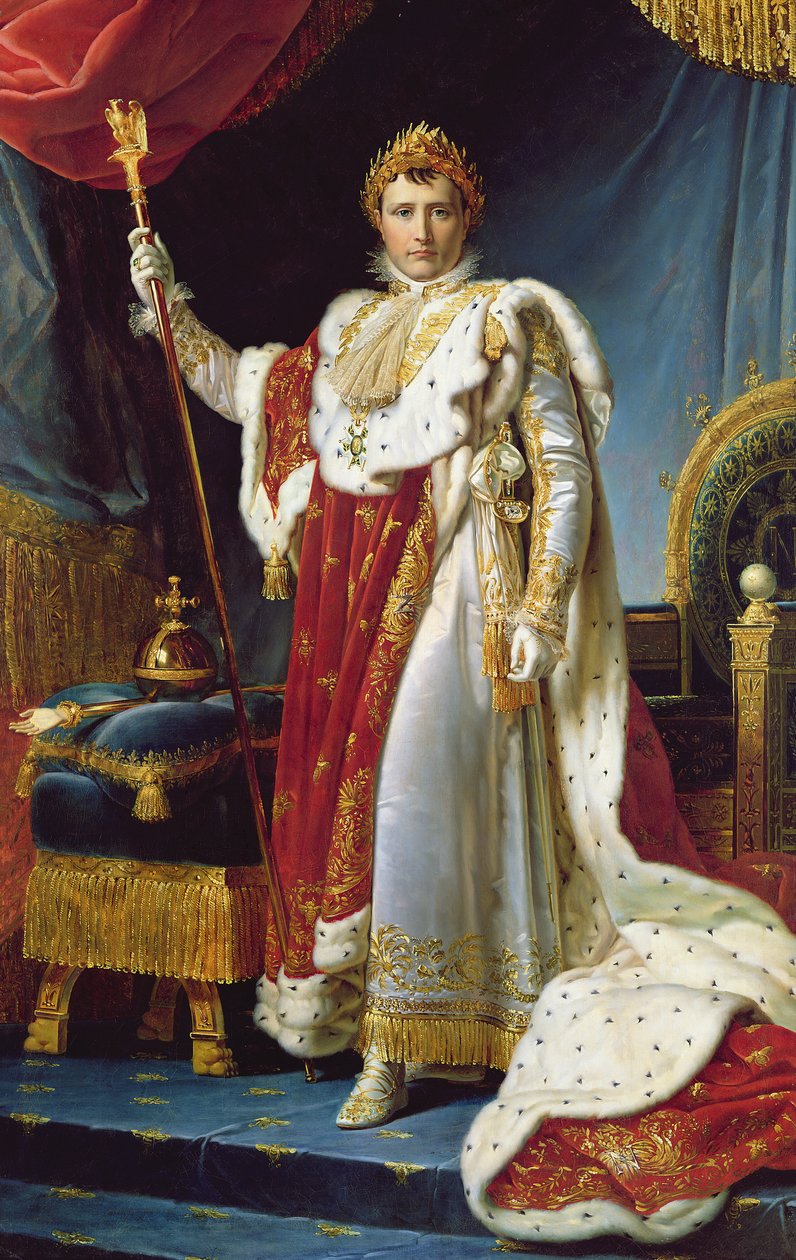 Napoleon I kruunajaispuvussaan, noin 1804, tekijältä Baron François Pascal Simon Gérard