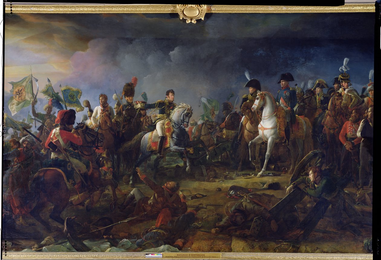 Austerlitzin taistelu, 2. joulukuuta 1805, yksityiskohta Dantzigin kuvernöörin kenraali Rappin (1772-1821) esittelemästä hävinneestä ruhtinas Repninistä Napoleon Bonapartelle (1769-1821). 1805 tekijältä Baron François Pascal Simon Gérard