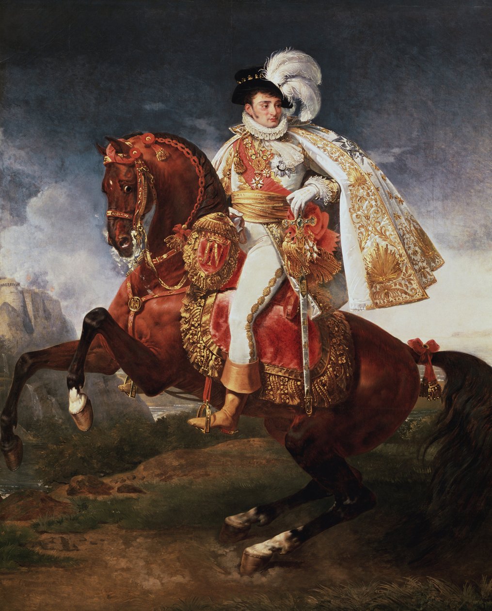 Vestfalenin kuninkaan Jerome Bonaparten ratsastusmuotokuva (öljy kankaalle tekijältä Baron Antoine Jean Gros
