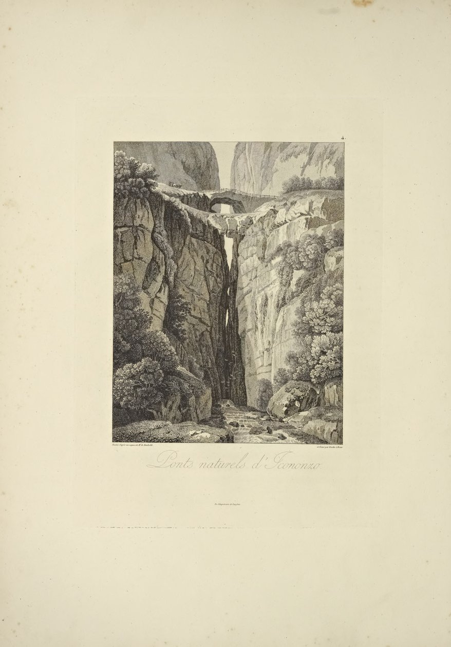 Icononzon luonnolliset sillat, kuvitus Alexander von Humboldtin ja Aime Bonplandin "Näkymät Cordilleraista ja Amerikan alkuperäiskansojen monumenteista", 1813 tekijältä Baron Friedrich Alexander von Humboldt