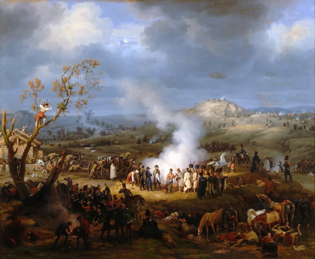 Napoleons bivouac Austerlitzin aattona, 1. joulukuuta 1805 tekijältä Baron Lejeune Louis François