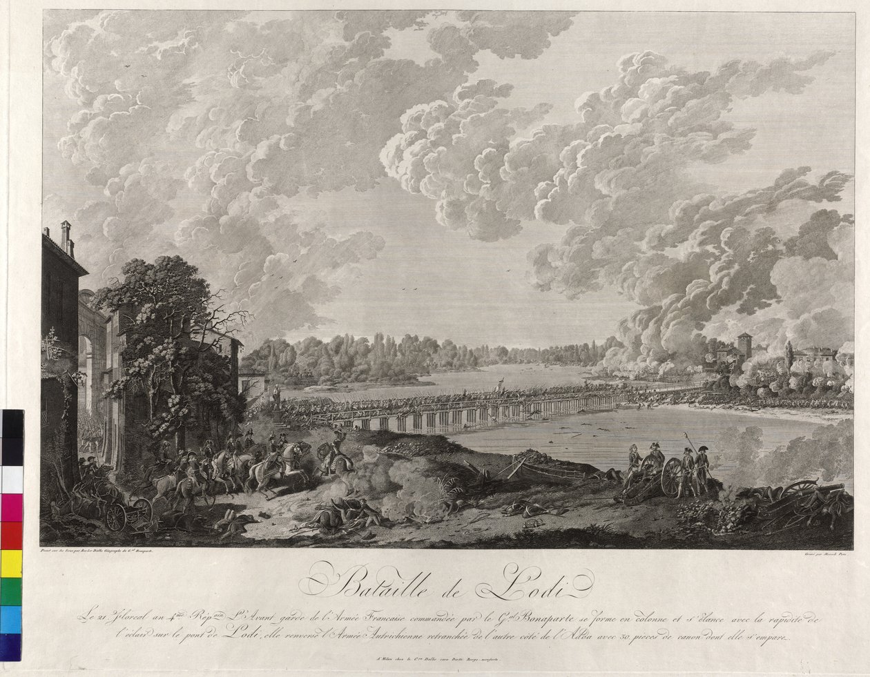 Lodin taistelu 1796 (kuparikaiverrus) tekijältä Baron Louis Albert Bacler d
