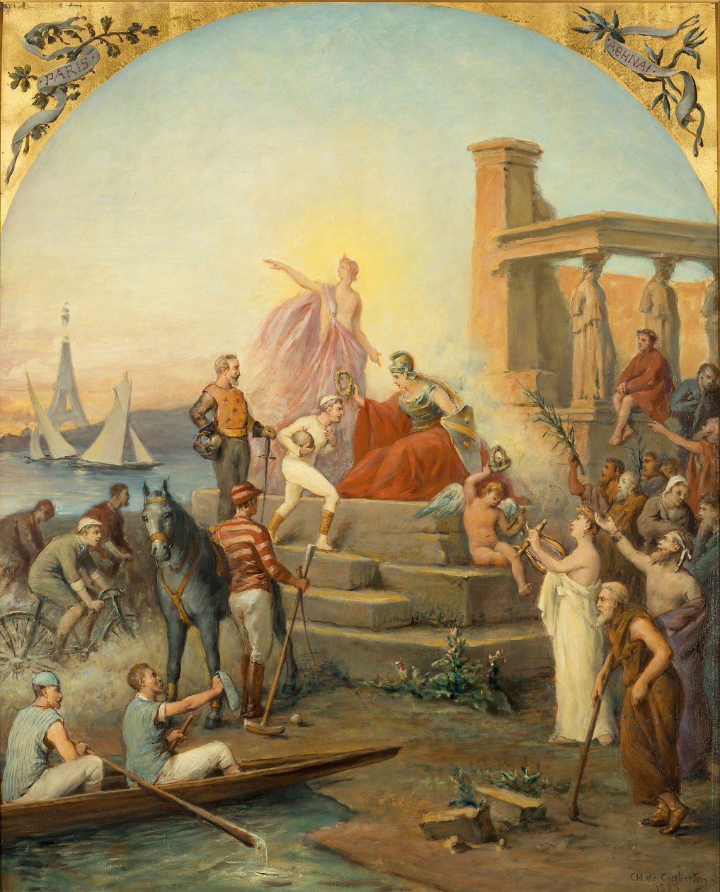 Urheilun allegoria, 1896 tekijältä Baron de Coubertin Frédy Charles Louis