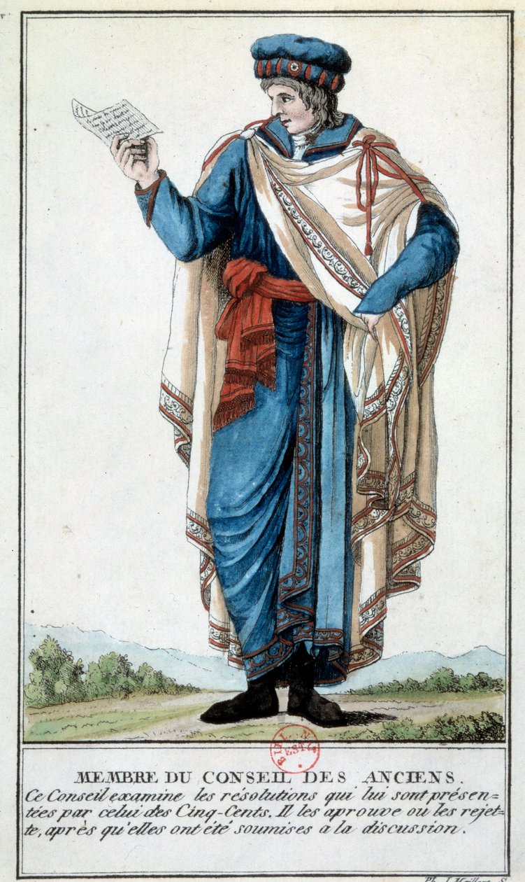 Hakemisto: ""muinaisten neuvoston jäsen"" Baron de Vinckin kaiverrus (1800-luku) Paris, B.N. tekijältä Baron de Vinck