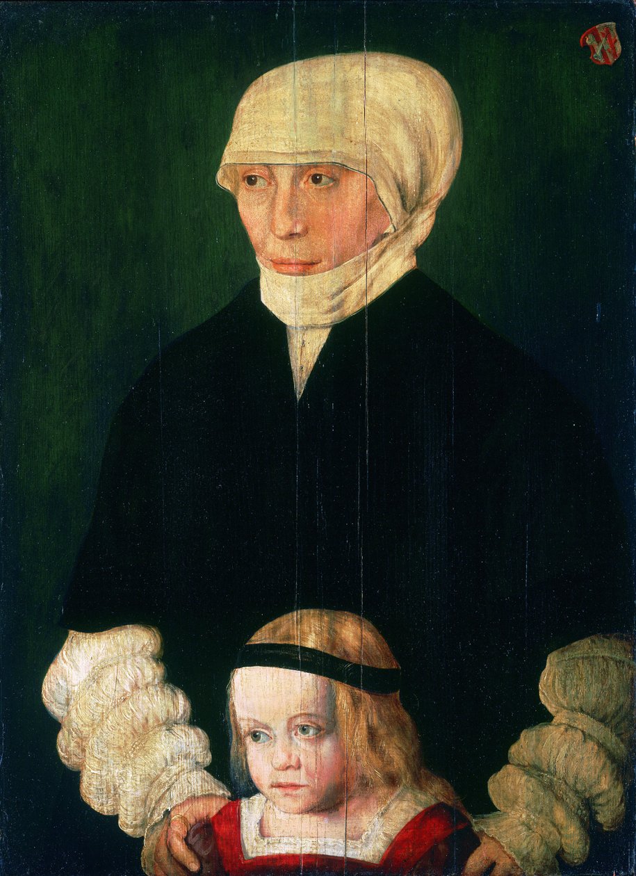 Muotokuva Margaret Urmilleristä, o.s. Schwabista, ja hänen tyttärestään. tekijältä Barthel Beham