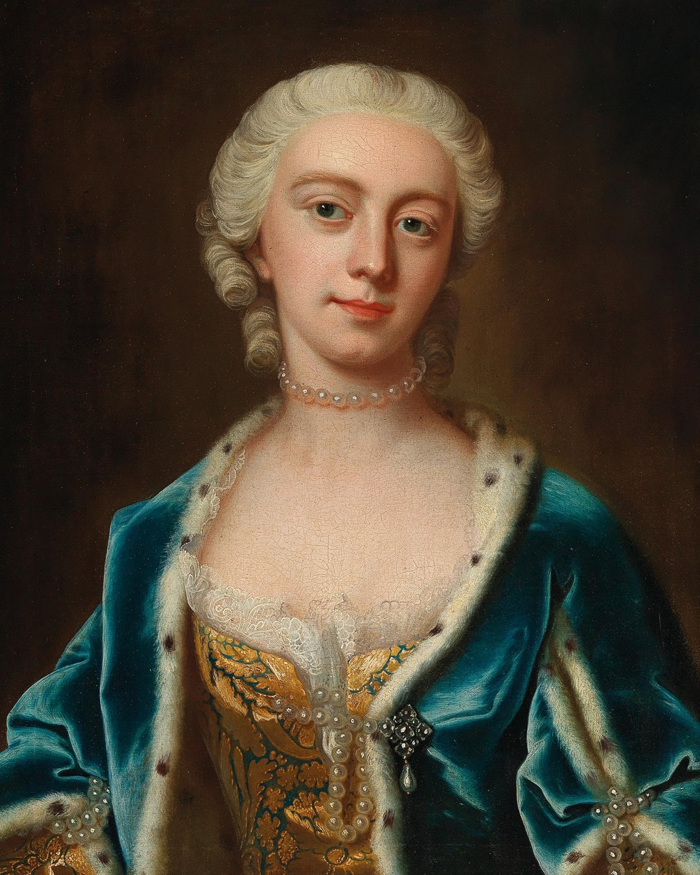 Muotokuva Augusta of Saxe-Gotha 1719-1772, Walesin prinsessa, 1700-luvun puoliväli. tekijältä Barthelemy Du Pan