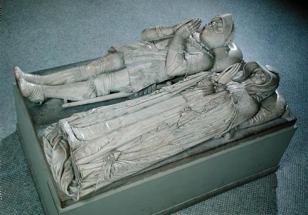 Anne de Montmorencyn (1493-1567), Ranskan konstaapelin ja marsalkkakuvan sekä Montmorencyn herttuattaren Madeleinen (1510-86) kuvaukset, n. 1567 ja n. 1586 (marmori) (katso myös 229955) tekijältä Barthelemy Prieur