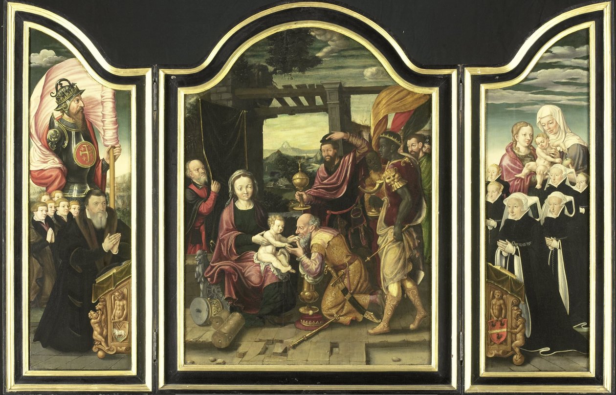 Triptyykki tietäjien palvonnan kanssa tekijältä Bartholomäus Bruyn (I) (manner of)