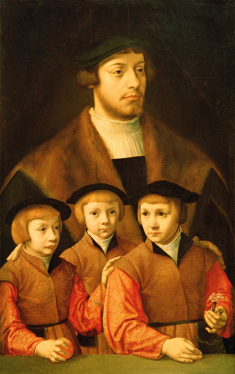 Muotokuva miehestä ja hänen kolmesta poikastaan, 1530-luvun loppu - 1540-luvun alku tekijältä Bartholomaeus Bruyn