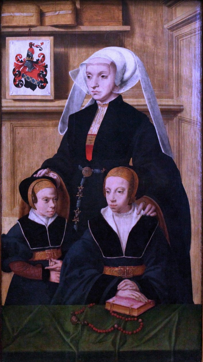 Ranska: Portrait de Katharina Von Gail et ses deux filles Katharina von Gail tekijältä Bartholomaeus Bruyn the Elder