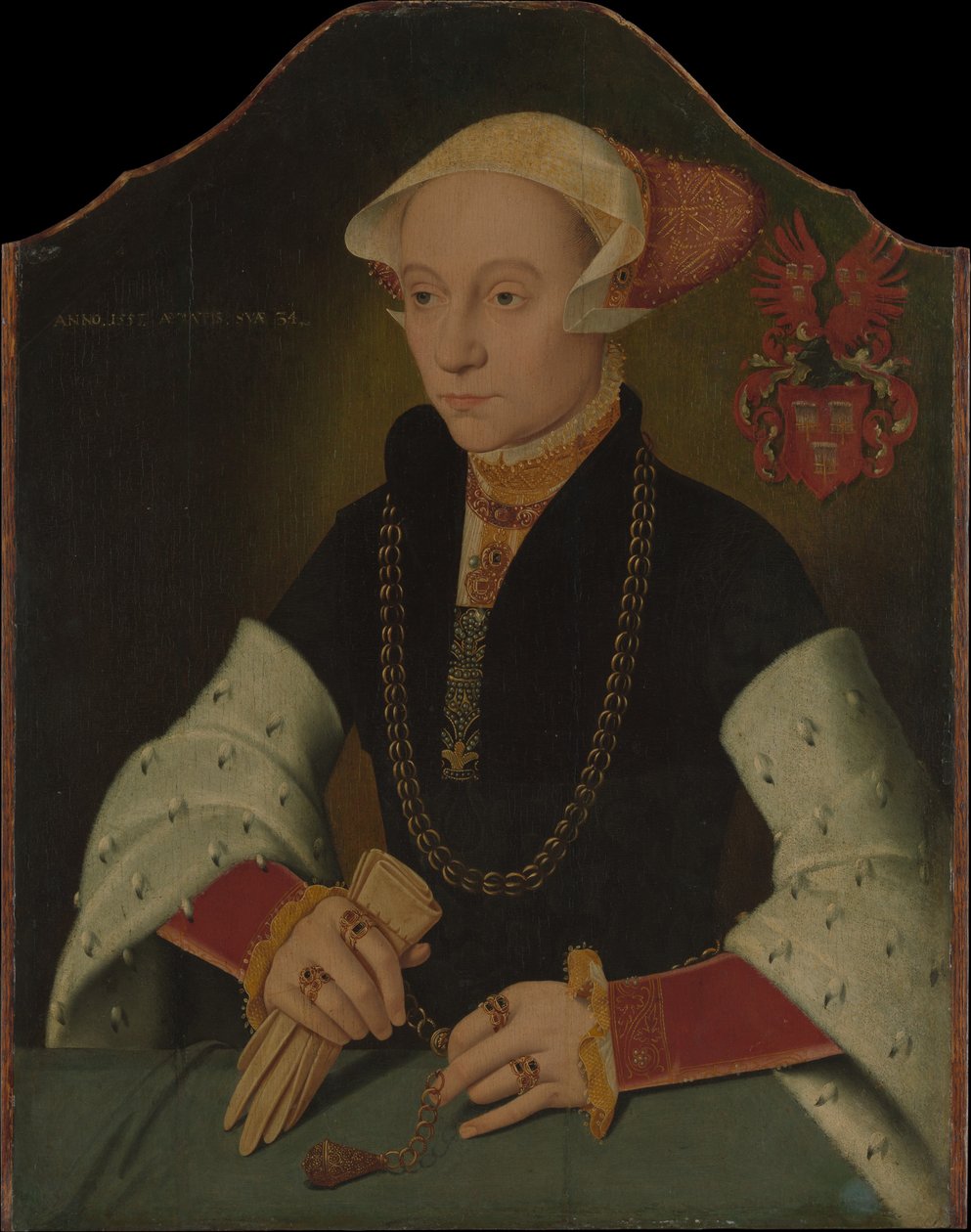 Kölnin Slosgin-perheeseen kuuluvan naisen muotokuva, 1557. tekijältä Bartholomaeus Bruyn the Younger