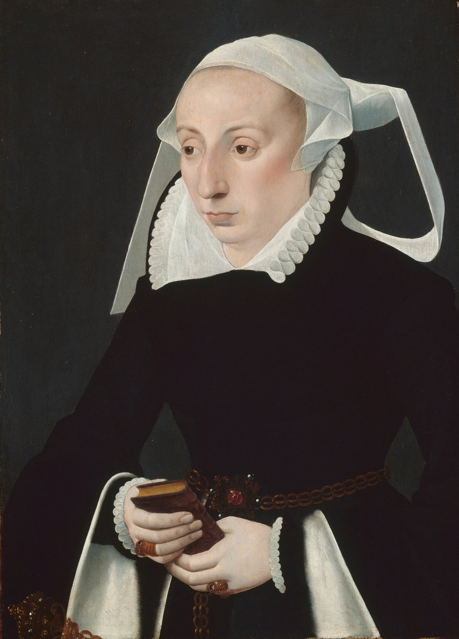 Naisen muotokuva rukouskirjan kanssa, 156070. tekijältä Bartholomaeus Bruyn the Younger
