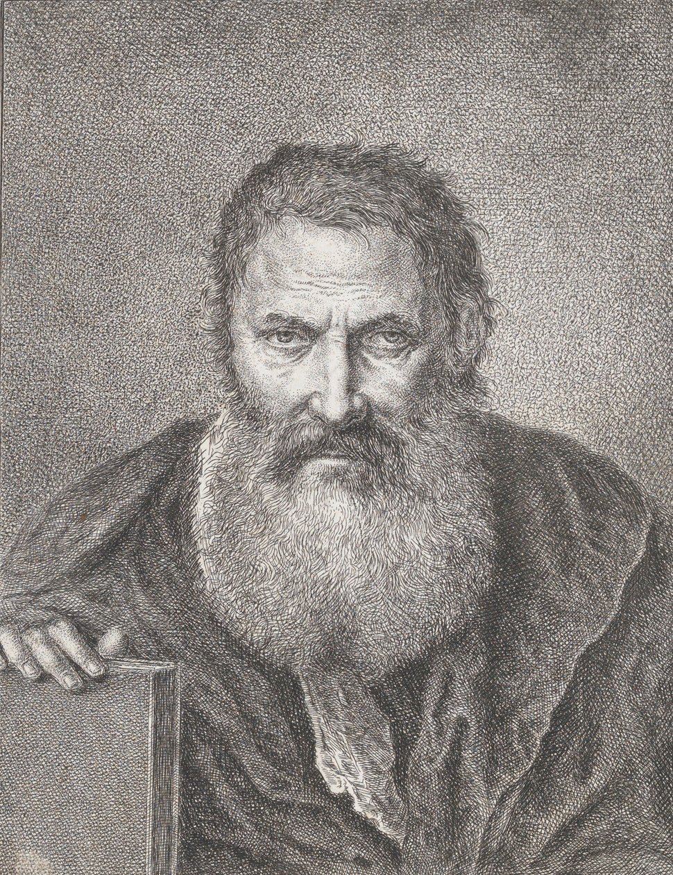 Muotokuva parrakkaasta miehestä, jolla on kirja, n. 1750-1815. tekijältä Bartholomaeus Ignaz Weiss