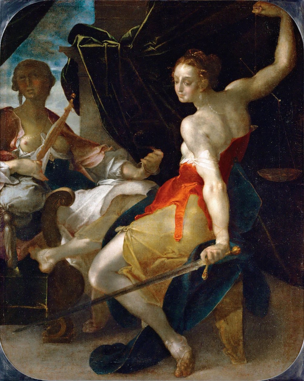 Oikeuden ja varovaisuuden allegoria tekijältä Bartholomaeus Spranger