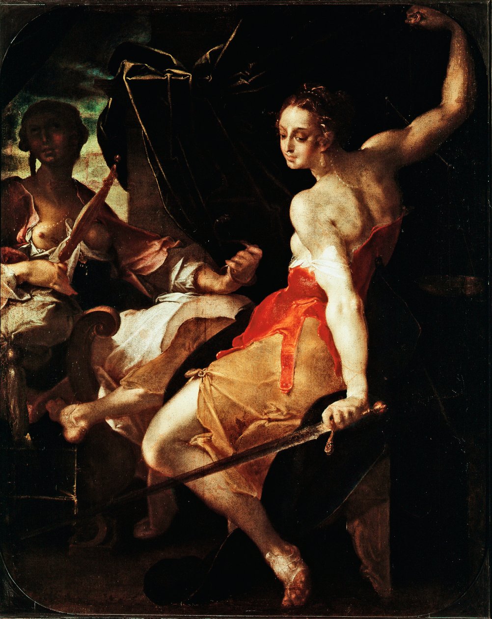 Bartholomeus Sprangerin (1546-1611) maalaus oikeudenmukaisuudesta ja varovaisuudesta, noin 1599-1600 su. 131x106 cm Pariisi, Musee du Louvre tekijältä Bartholomaeus Spranger