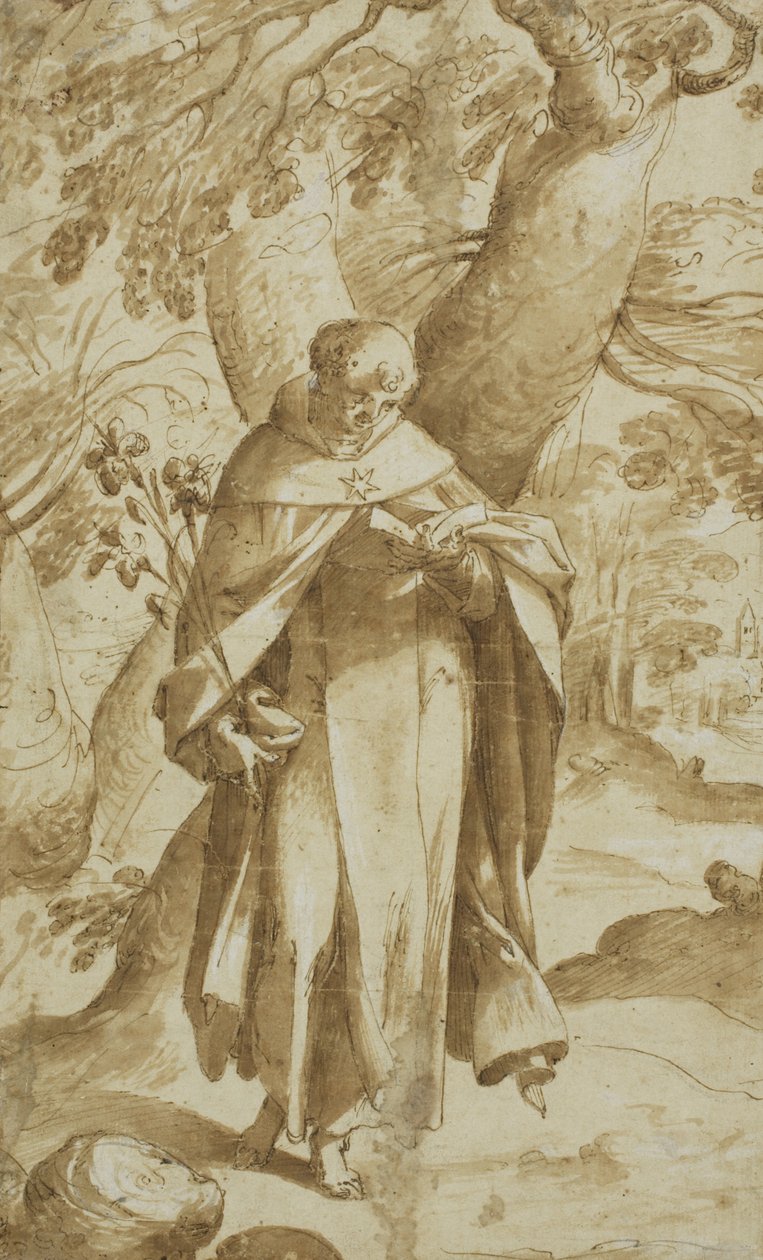 Saint Dominic Reading, n. 1573 tekijältä Bartholomaeus Spranger