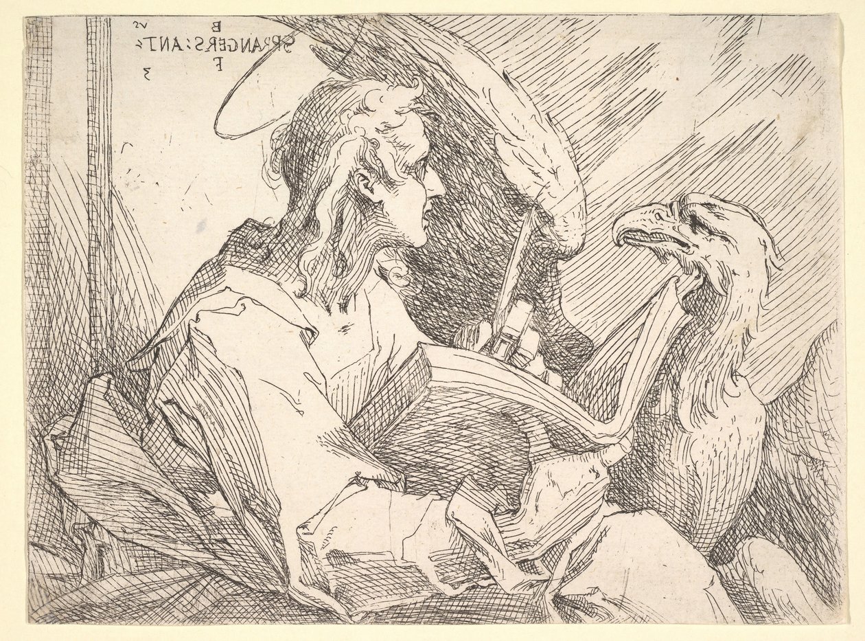 Pyhä Johannes evankelista, n. 1596. tekijältä Bartholomaeus Spranger