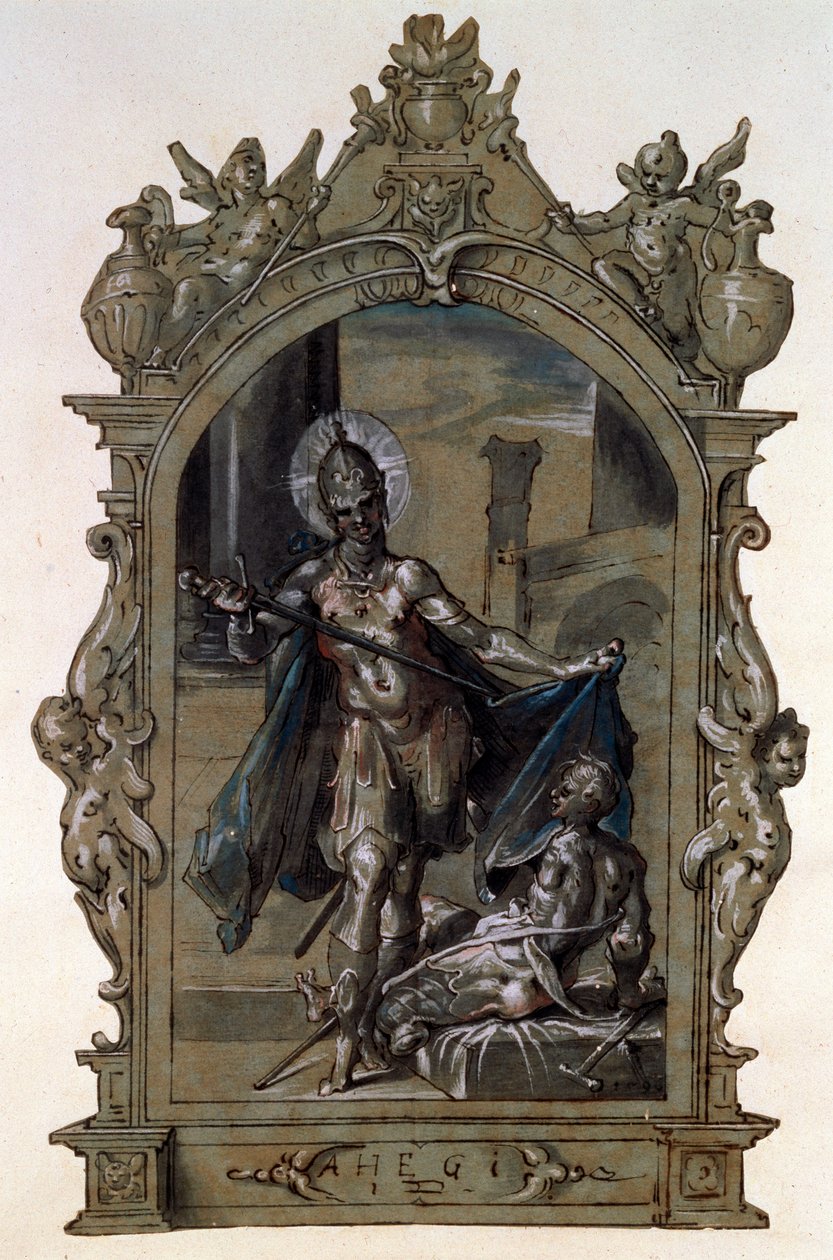 Pyhä Martinus ja kerjäläinen, 1596. tekijältä Bartholomaeus Spranger