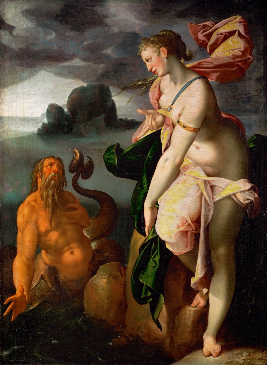 Scylla ja Glaucus, noin 1580-1582 tekijältä Bartholomaeus Spranger