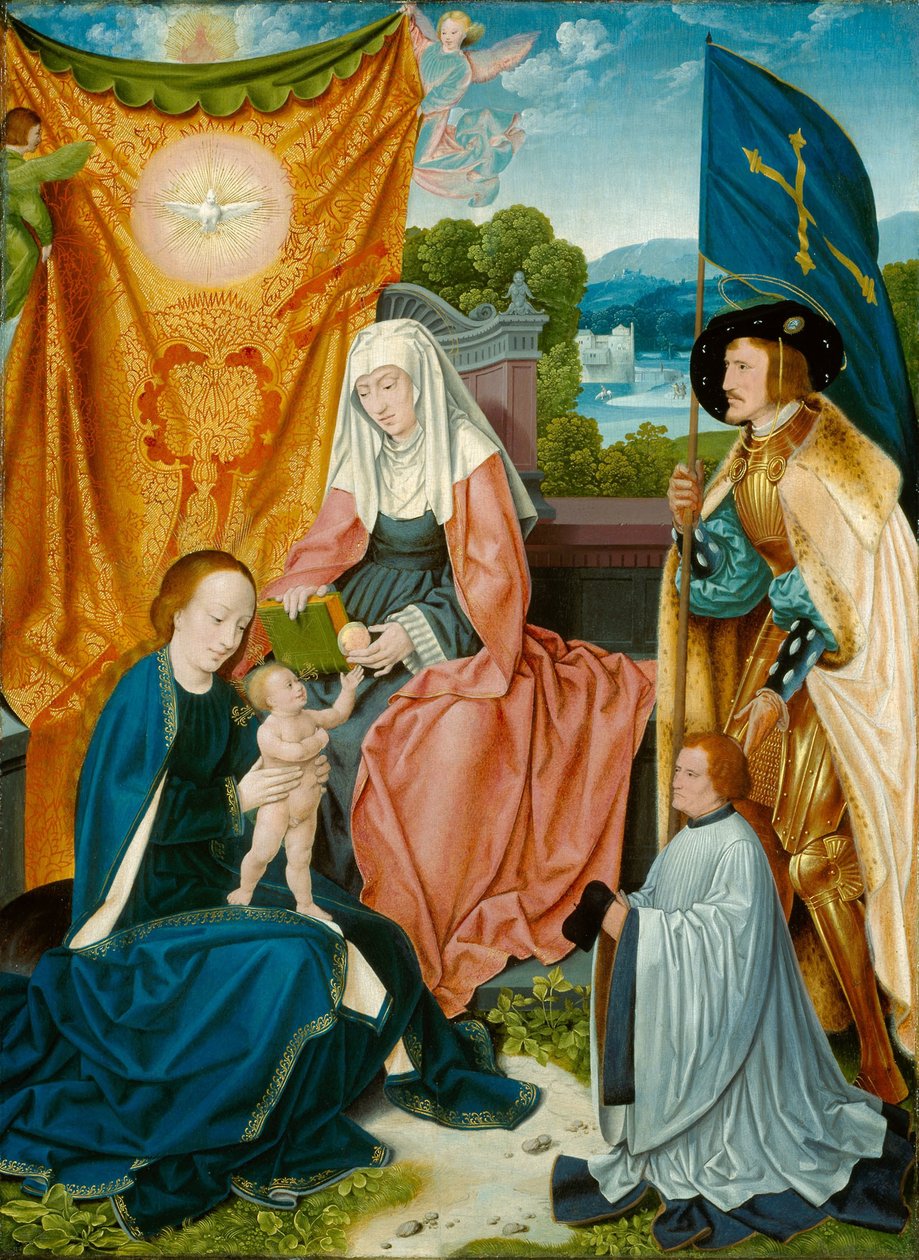 Neitsyt ja lapsi sekä Pyhä Anna, Pyhä Gereon ja lahjoittaja, noin 1520 (öljy paneelille). tekijältä Bartholomaeus the Elder Bruyn