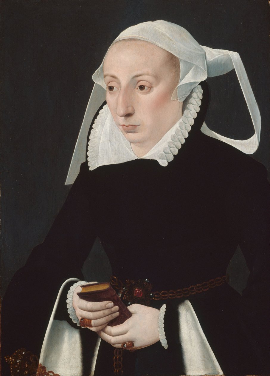 Naisen muotokuva rukouskirjan kanssa tekijältä Bartholomaus the Younger Bruyn