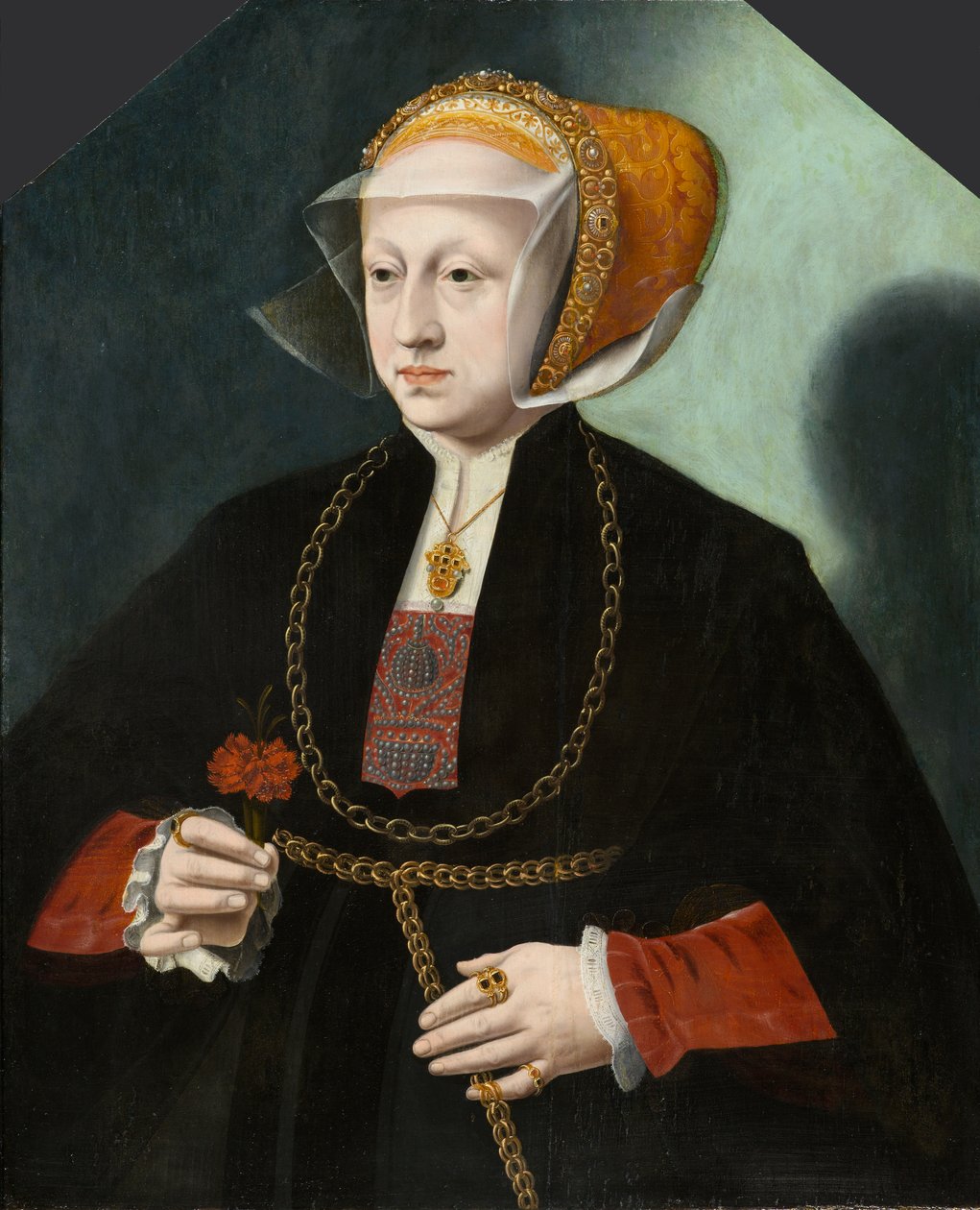 Heinrich Crüdenerin vaimon muotokuva, noin 1580-1590 (öljy paneelille) tekijältä Bartholomaus the Younger Bruyn