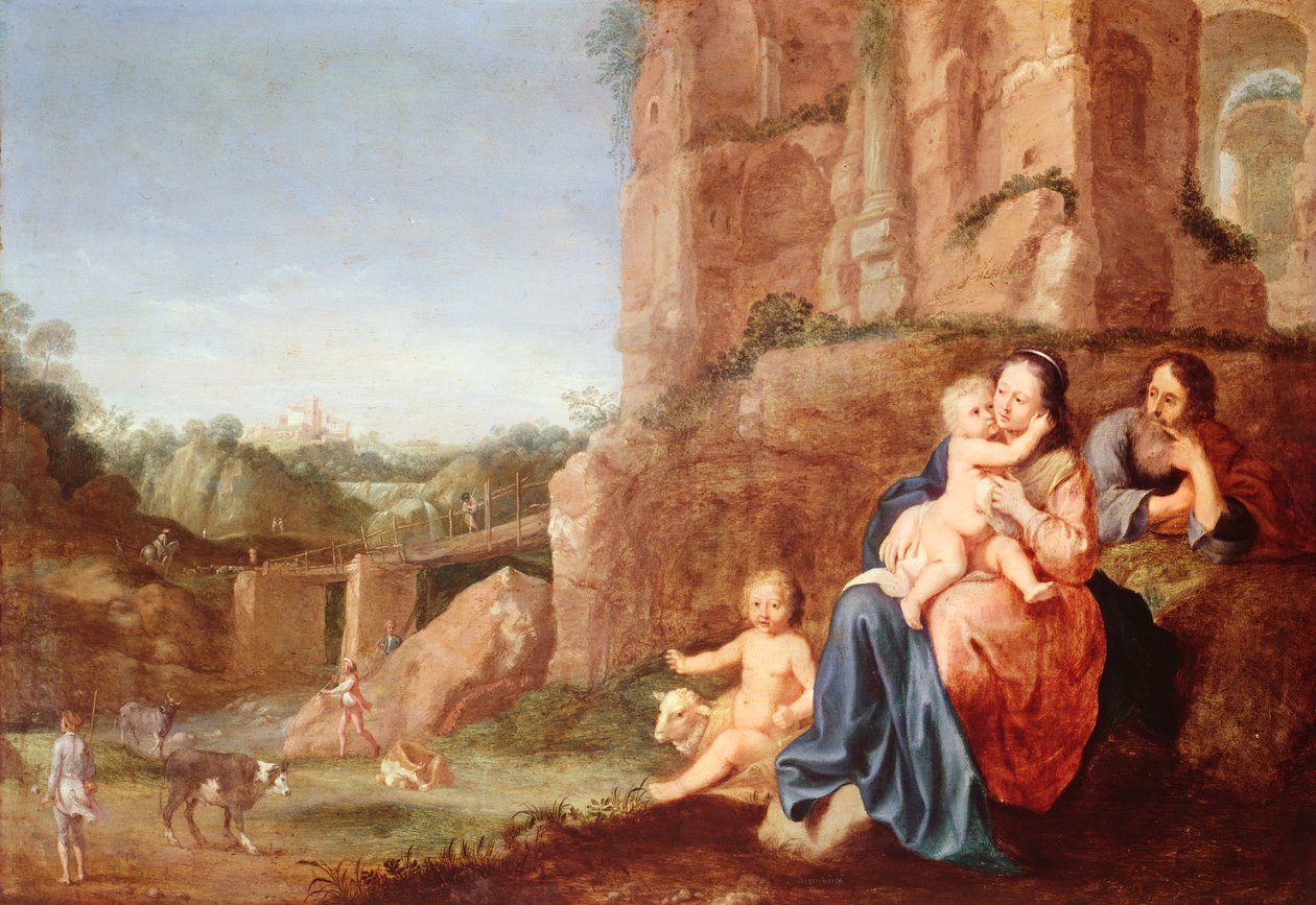 Lento Egyptiin, 1600-luku tekijältä Bartholomeus Breenbergh
