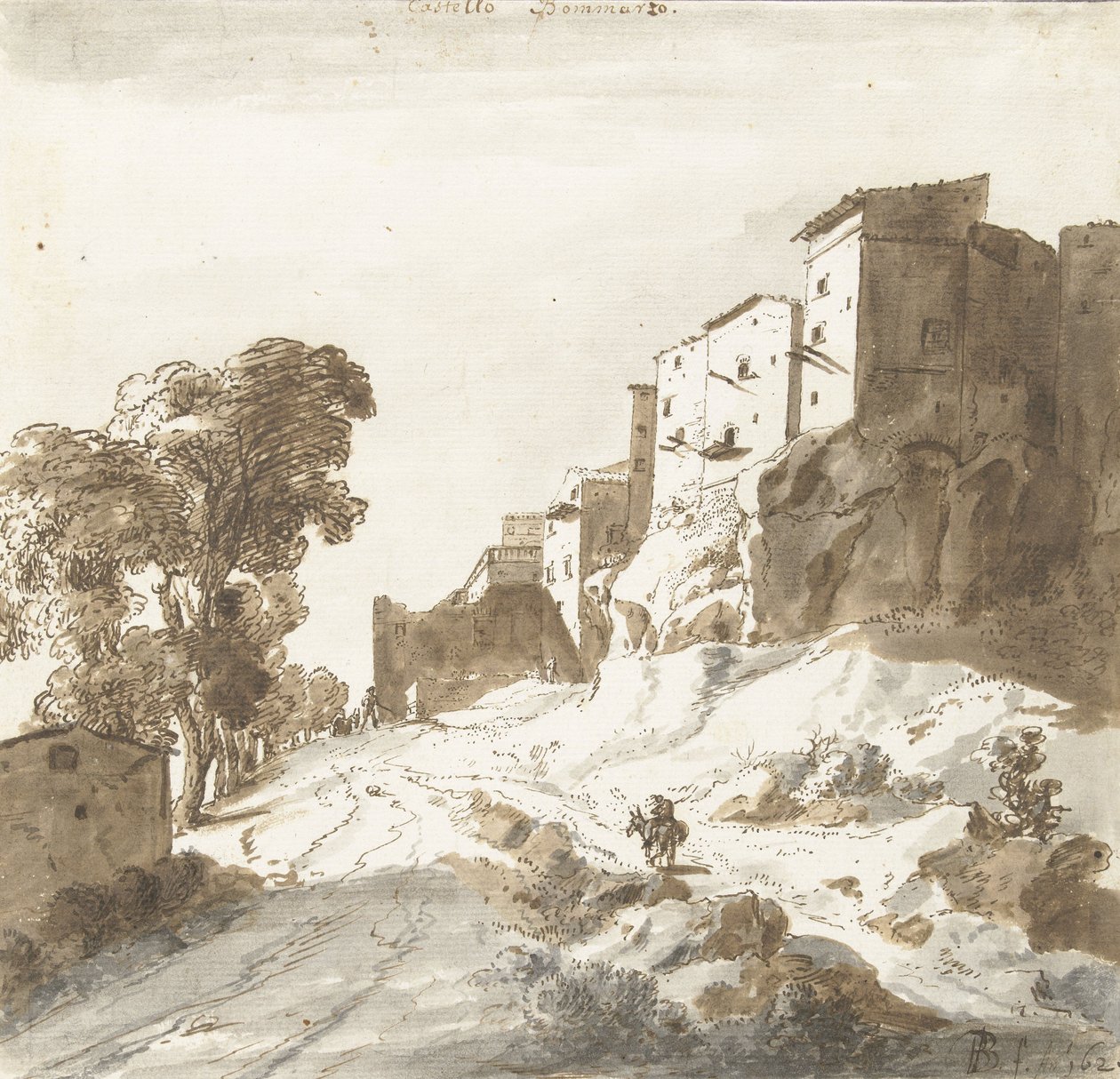 Bomarzon linna, 1625 (kynä) tekijältä Bartholomeus Breenbergh