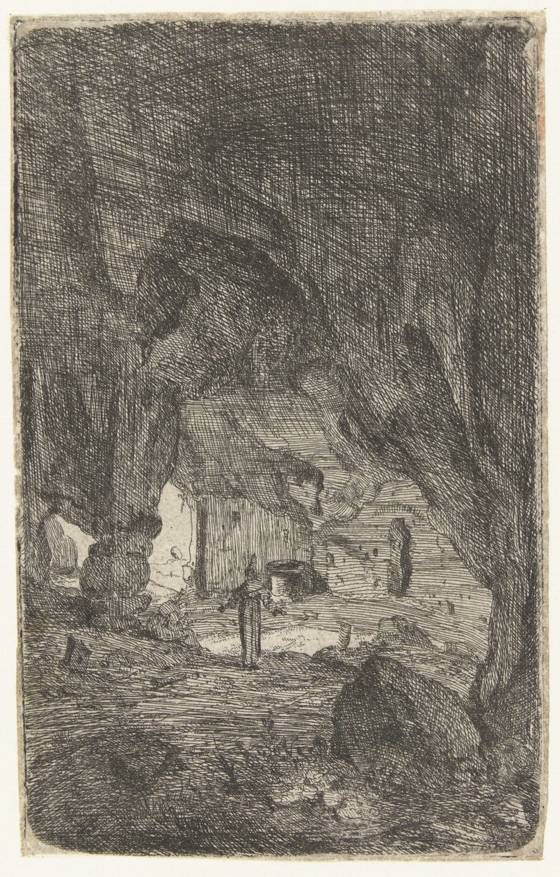 aLuolan sisätilat Valmontanen luola. Rooman rauniot (sarjan nimi) Verscheyden astui rappeutuneeseen Soo-rakennukseen ostettuna Romenina (sarjan nimi) tekijältä Bartholomeus Breenbergh