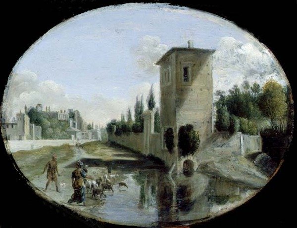 Italialainen maisema (öljy kuparille) tekijältä Bartholomeus Breenbergh