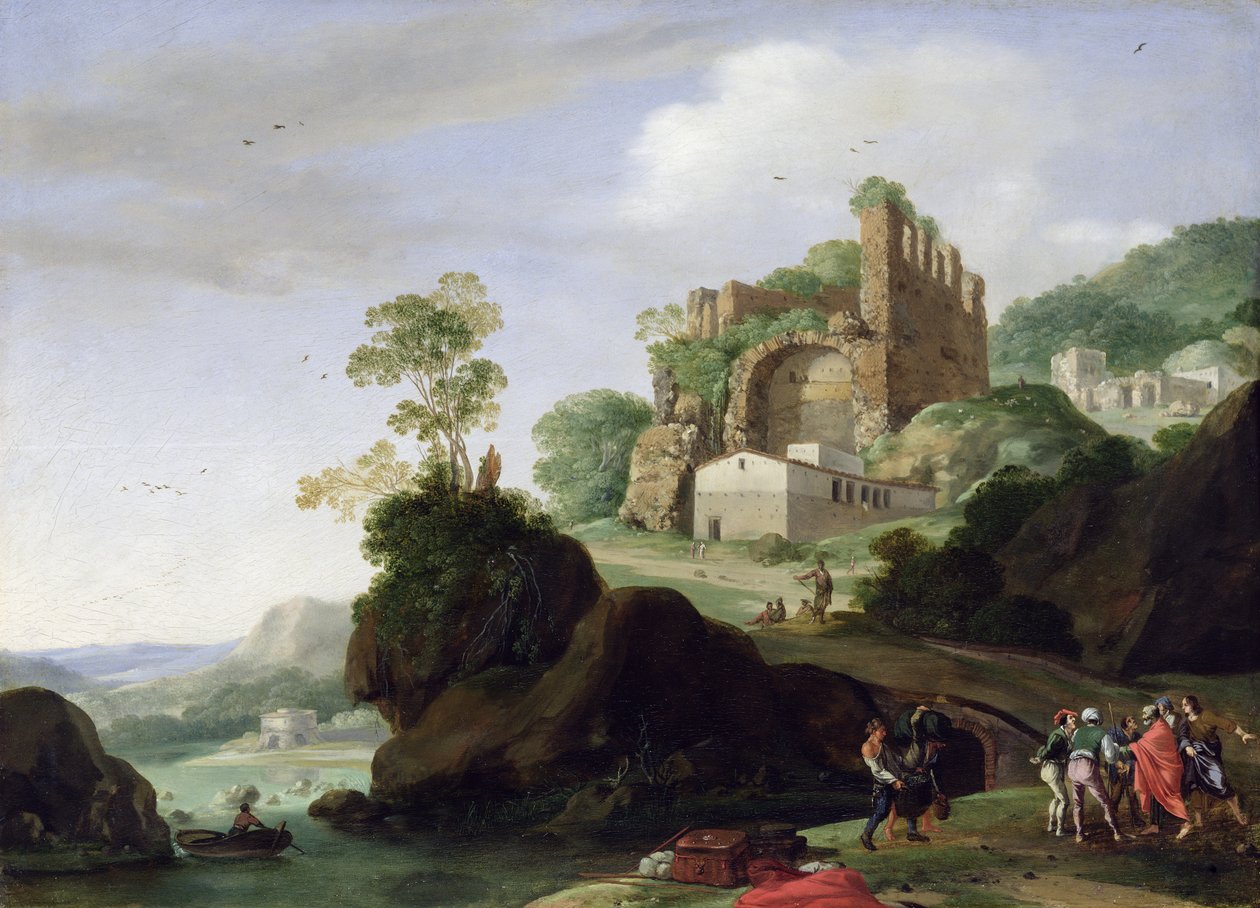 Pyhä Pietari ja Pyhä Johannes maisemassa raunioineen, n. 1625 (öljy kuparille) tekijältä Bartholomeus Breenbergh