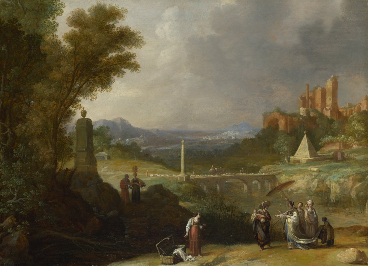 Faaraon tyttären Mooseksen lapsen löytö, 1636 tekijältä Bartholomeus Breenbergh