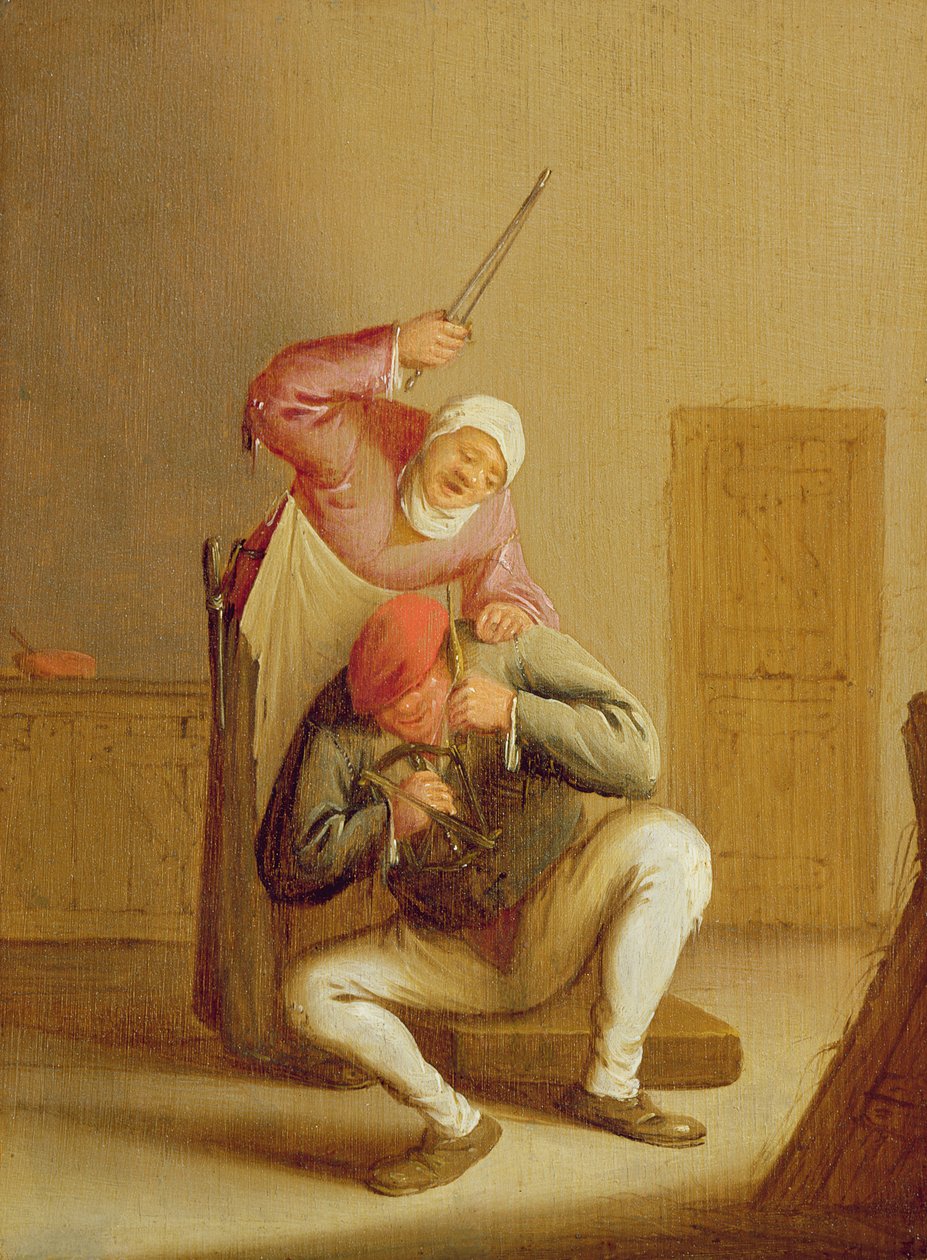 Vaimo hakkaa miestään tekijältä Bartholomeus Molenaer