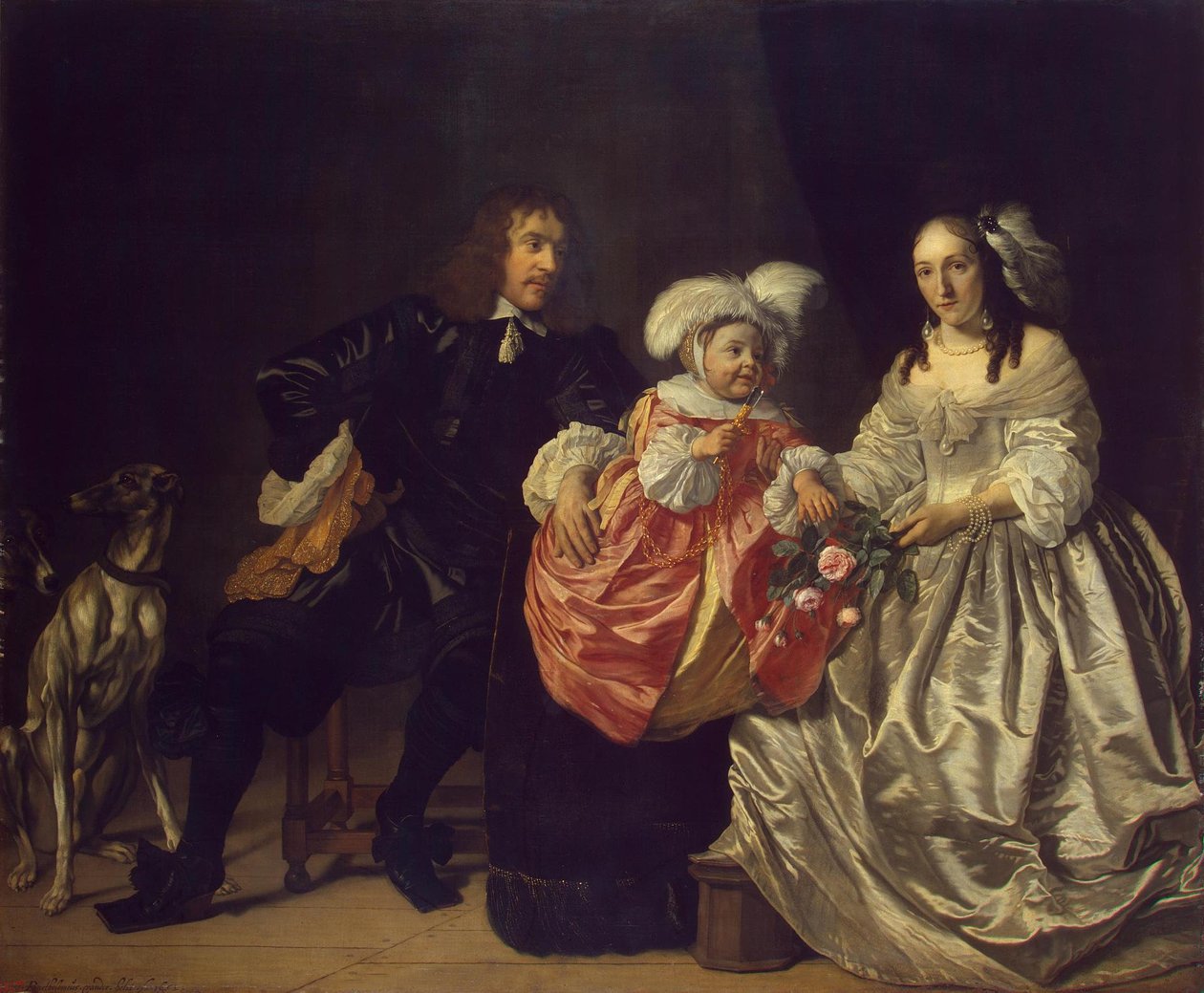 Perhemuotokuva (Pieter Lucaszn van de Venne sekä Anna de Carpentier ja lapsi) tekijältä Bartholomeus van der Helst